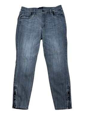 White House Black Market Gray High-Rise Faux-Trim Skinny Jeans Women’s Size 14